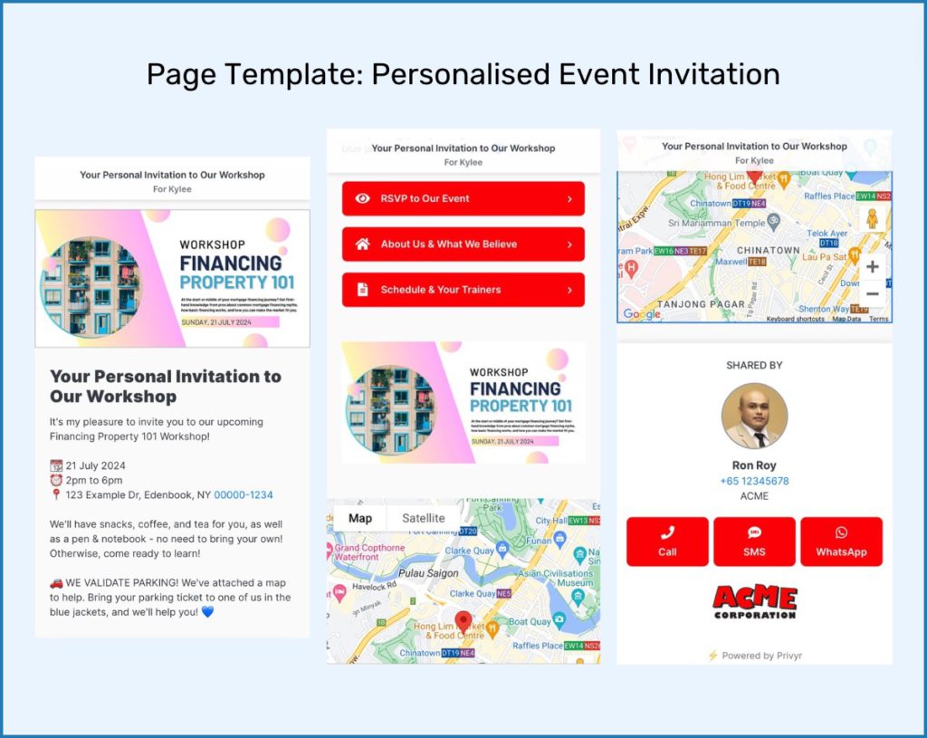 Follow-up sequence for mortgage brokers and financial advisors: Use this Page template to easily edit and send a personalised event invitation.