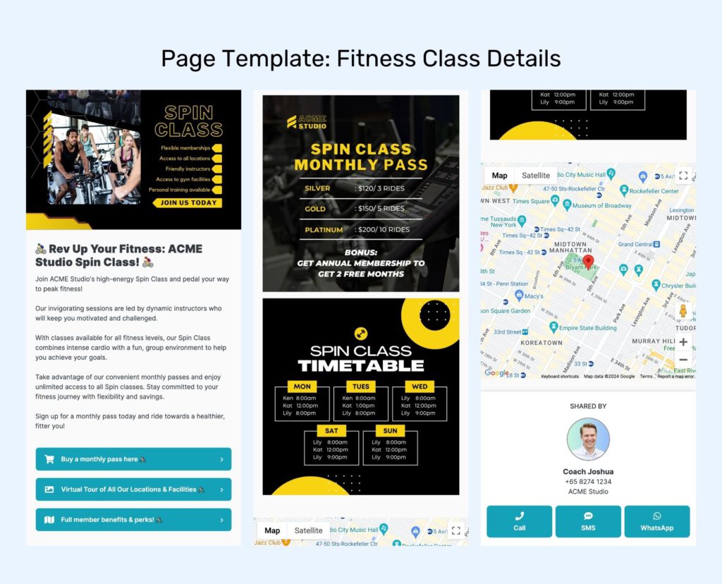 Fitness Class Information Privyr Page Template