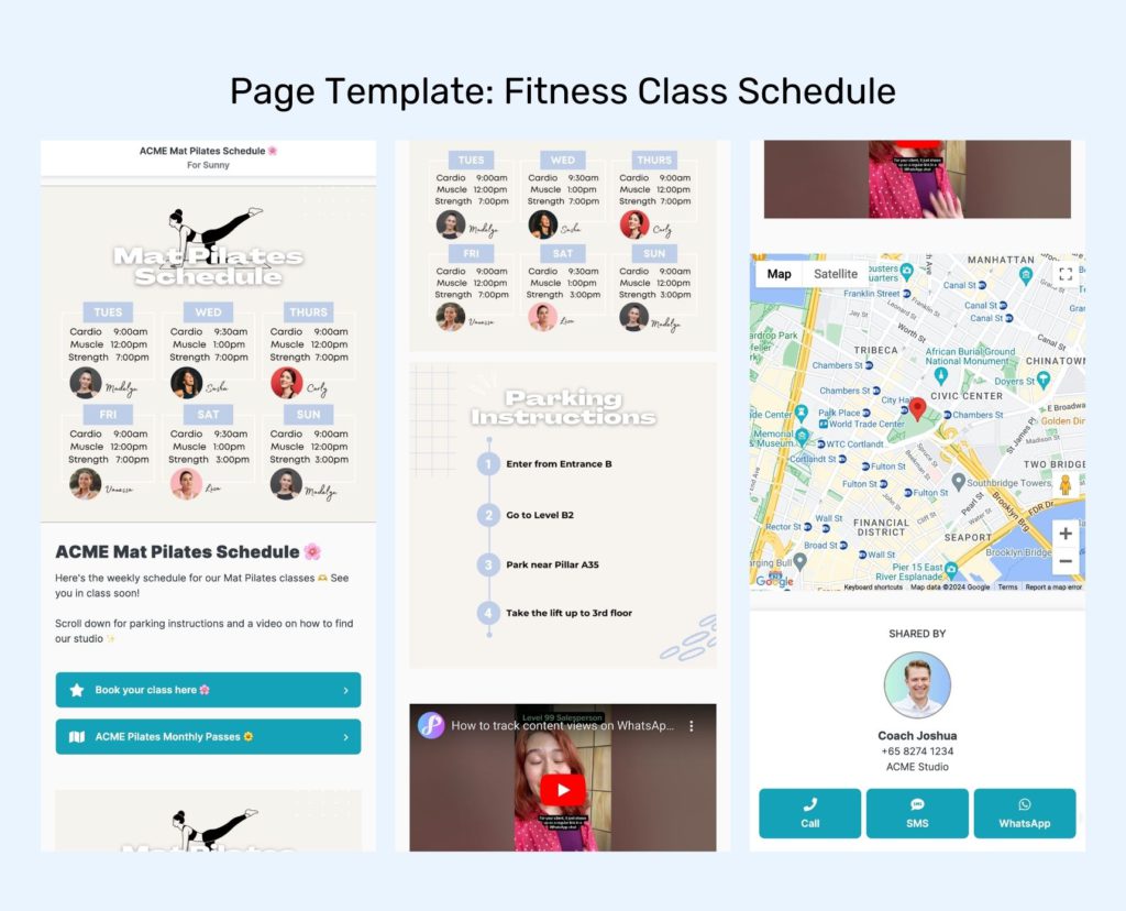 Fitness Class Schedule Privyr Page Template