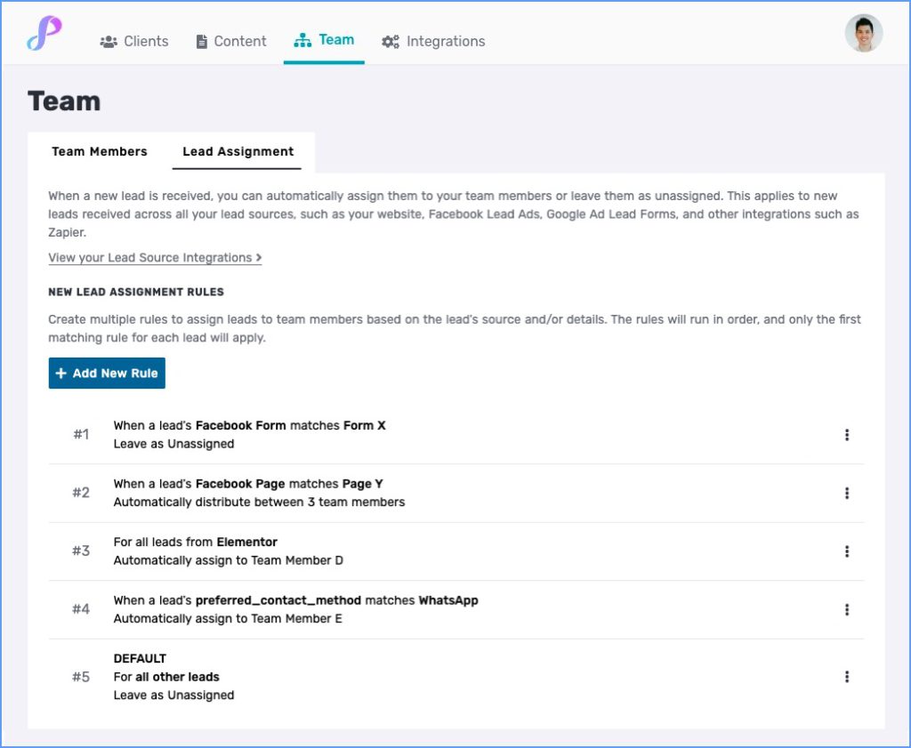 Is your sales team wasting leads? Here's how to address issues in your lead assignment process, where you may be losing leads. Note that this is a view of Privyr on desktop web.