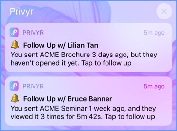 Here's an example of what your follow-up reminders look like in Privyr!