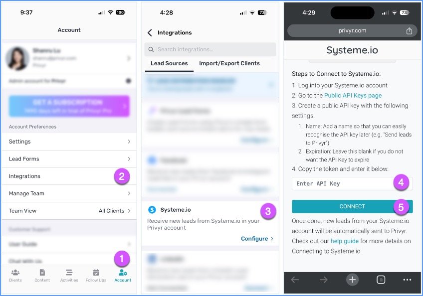 Here's how to set up the new Systeme.io integration in the Privyr app.